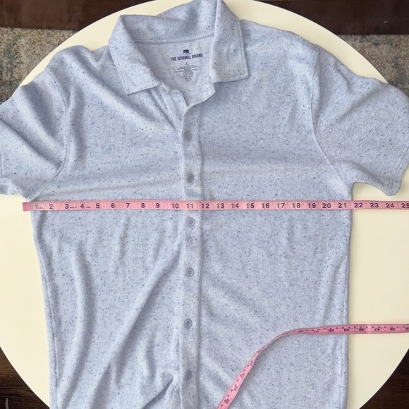 The Normal Brand Men’s Terry Towel Button Down Shirt Size Large Blue - Picture 3 of 6